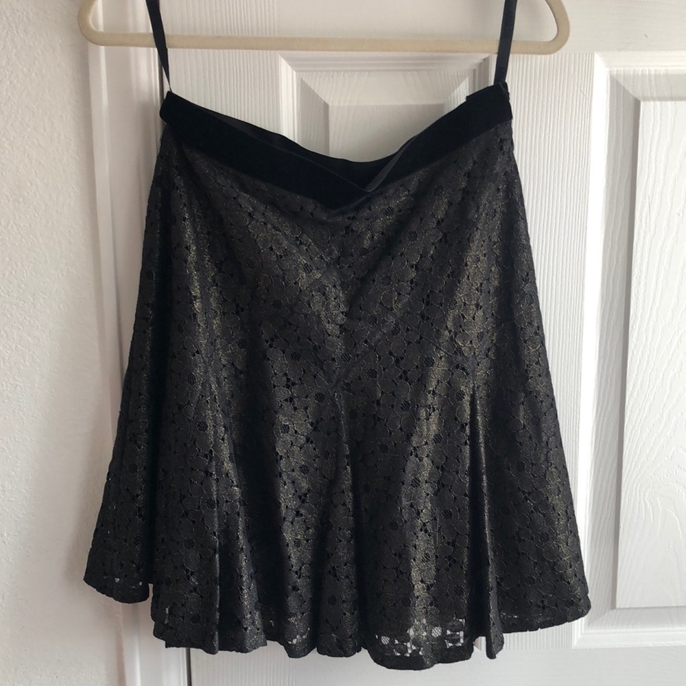 Anna Sui Black Lace A-Line Skirt